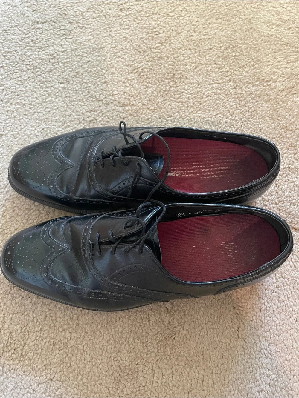 Men's Black Leather Wingtip Oxfords - Classic Lace-Up Dress Shoes